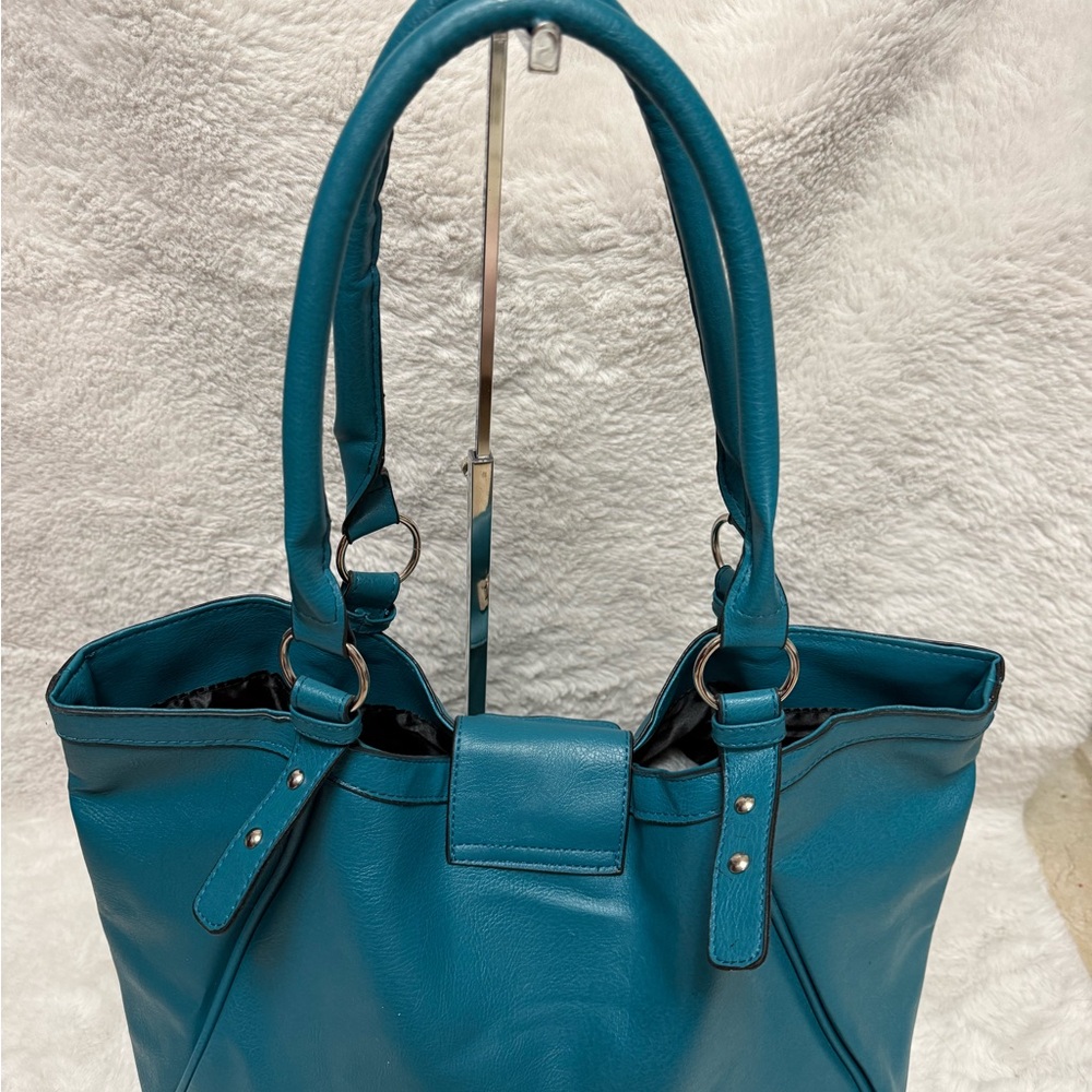 Stylish Blue Leather Tote Bag - Picture 6 of 11
